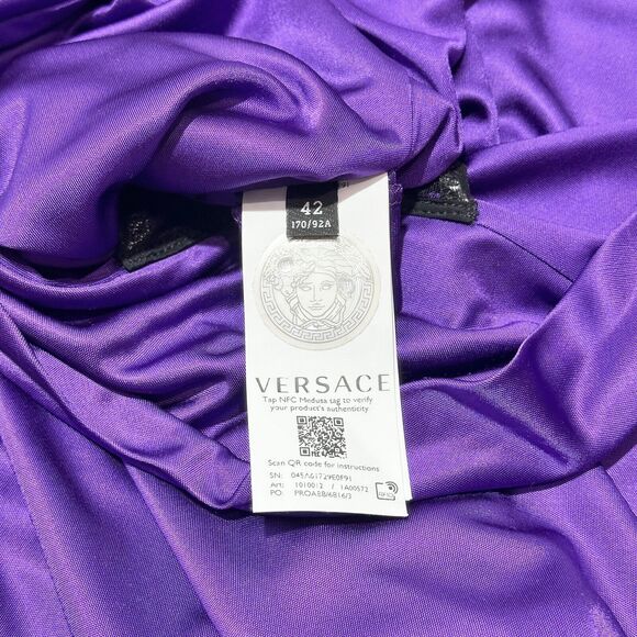 NWT Versace Runway 2023 Cowl Neck Draped Satin Maxi Dress Gown IT 42/US 6 - Picture 8 of 16